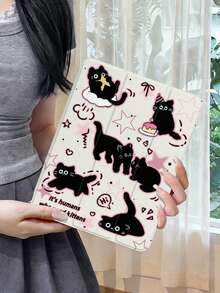 1个卡通猫图案旋转亚克力平面保护壳，适用于 10/9/11（2025款）、Pro 11（2025款），支持自动唤醒/睡眠，多角度支架带笔槽，办公、学习和娱乐必备（注意：非磁性保护壳） - 粉色 - 查看 6
