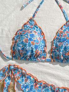 Bộ bikini 2 mảnh ren hoa dễ thương dành cho nữ, thích hợp cho kỳ nghỉ hè trên đảo và đi biển. - Nhiều màu - Xem 3