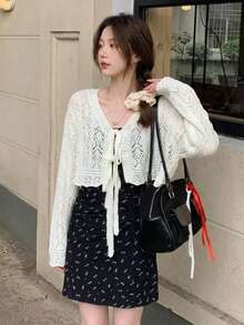 Y6Y- Spring New French Romantic White Hollow Out Lightweight Cover Up For Women - White - View 1