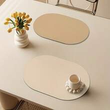 1/2 Pieces Anti-Slip Heat-Resistant Table Mat, Waterproof Kitchen Dining Table Mat, Imitation Leather Cup Pad, Household Item - Multicolor - View 3