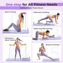 FEIERDUN 5 In 1 Folding Pilates Board, Pilates Reformer Set With 300 LBS Weight Capacity, Portable Home Pilates For Woman (Purple) - Màu tím - Xem 7