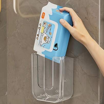 Wall-Mounted Wet Wipes Holder, Self-Adhesive Plastic Bracket, Large Opening Design, Strong Load-Bearing, Suitable For Tissue Box Storage