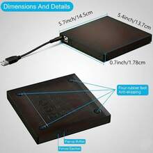 Ổ đĩa DVD gắn ngoài USB 2.0 di động | Cắm là chạy, ổ ghi mỏng nhẹ phù hợp cho máy tính xách tay và máy tính để bàn | Hỗ trợ phát CD/DVD và sao chép dữ liệu | Màu bạc, kèm cáp nguồn - Nhiều màu - Xem 8