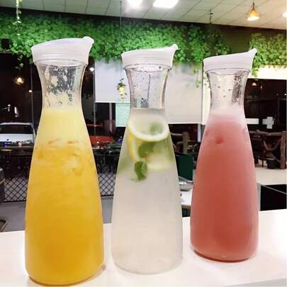 1600/1000ml Container - Ideal For Chilled Juice And Milk - Impact-Resistant Drinking Bottle With Lid - Transparent Juice Container, Flip-Top Cap, High-Quality Sturdy Plastic Pitcher, Suitable For Iced Tea, Powdered Juice, Cold Brew, Mimosa