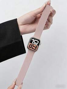 1pc Men Women Lychee Pattern Silicone Magnetic Watchband Compatible With Apple Watch Band Compatible With Apple Watch 42mm 38mm 40mm 41mm 44mm 45mm 46mm 49mm Fashion Smart Watch Replacement Watch Strap For Series Ultra2 Ultra SE2 SE 11 10 9 8 7 6 5 4 3 2 1 - Multicolor - View 4