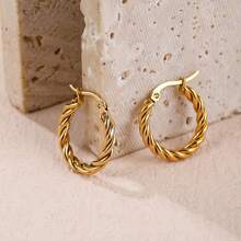 High-Quality Stainless Steel Women Hoop Earrings,Hypoallergenic 316L Ear Post,Anti-Fading Vacuum 18K Gold Plated Anti-Wear, Charming Fashionable Designer Unique Shapes Unisex Jewelry Earrings For Daily Wear Festival Vacation Parties - Gold - View 1