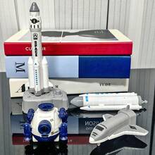 Juego de vehículo espacial cohete aeroespacial, un conjunto de modelos de juguete interesante y divertido para que los niños aprendan a través del juego - Negro - Ver 3
