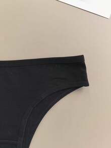 Kit 5 Plain Cotton Thong Comfort Panties - 黑色 - 查看 2