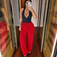 Set Of 3 Women's Pants Duna Wide-Leg Pants Trio High-Waisted Wide-Leg Pants Elastic Waistband Premium Duna Fabric Wrinkle-Resistant Shrink-Resistant Loose-Fitting Pants One Size Elegant Work Outfit Versatile Piece Fashionable For Summer Winter Spring Autumn Superior Quality - 紅色/米色/棕色 - 查看 2