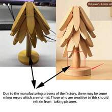 3/4/5pcs Wooden Heat Insulation Pad Set, Foldable Tree-Shaped Black Walnut Wood Placemat Holder, Heat Resistant Coasters, Wooden Placemats, Pot & Cup Mats, Christmas Gift - Multicolor - View 10