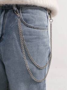 1pc Denim Chain Metal Waist Chain, Fashionable Multi-Layer Pant Chain, Punk Street Dance Waist Belt Chain - Multicolor - View 6