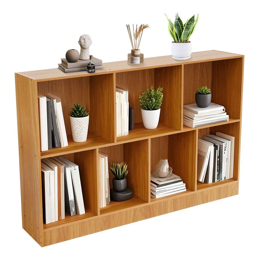YUNRUX Aufbewahrungsregal mit 7 Fächern, stehendes Regal, Bücherregal Aufbewahrungsregale - dunkelbraun - Übersicht 1
