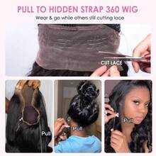 KGIFH Hidden Strap 360 Body Wave Lace Front Wigs Human Hair 250% Density 13x6 Body Wave Human Hair Wig 13x4 HD Brazilian 100% Virgin Drawstring Full Lace Wig For Women Pre Plucked With Baby Hair Natural Black Color - Natural Black - 查看 5