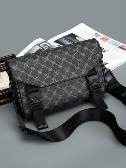 peach tree Men's Box Bag, Crossbody Bag, Shoulder Bag, Small Square Bag, Retro Business PU Waterproof Wallet, Neutral Business Storage Bag, Suitable For Business Travel