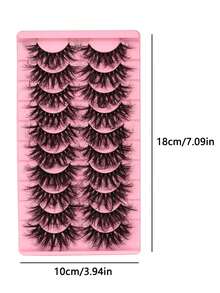 10 Pairs Thick Dramatic False Eyelashes, Soft & Lightweight, Suitable For Beginners And Daily/Party Makeup - Black - View 3