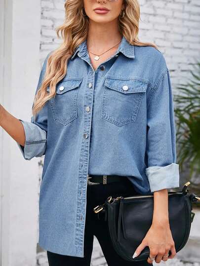 Camisa de lino, chaqueta de cuero vaquero, camisa de denim lavada en azul marino, estilo vintage, talla grande Chaqueta Vaquero Azul Oversize Clásica El Look Casual Trendy Que Necesitas En Tu Closet blusas para mujer,blusas elegantes dama,blusas casuales para dama,mujer premium,tops de mujer,Camisas,ropa de mujer,conjuntos elegantes para dama,blusas elegantes de dama,blusas bonitas,blusones de mujer largos,blusas juveniles,blusas para mujer en oferta,camisa de mezclilla
