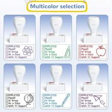 1 con dấu chấm điểm lớp học được nâng cấp + 1 ruột dấu thay thế, con dấu chấm điểm hình hoa nhỏ màu đỏ, con dấu đánh giá lớp học, con dấu đánh dấu bài tập về nhà của giáo viên, con dấu giáo viên đầu năm học, đồ dùng học tập, đồ dùng nhà trường (Kích thước con dấu: 0.78in*1.57in) - 1 chai FS10 màu trắng + 1 gói dung dịch thay thế (10ml) - Xem 3