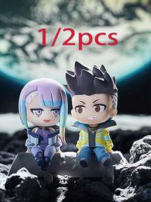 1/2件套动漫角色赛博朋克边缘行者Q版手办，桌面或车内装饰摆件，露西和戴维 - 彩色 - 查看 12