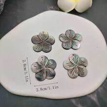 4 mặt dây chuyền hình hoa sứ chạm khắc thủ công từ vỏ sò MOP tự nhiên, dùng để làm khuyên tai hoặc vòng cổ, thiết kế kiểu Hawaii, trang sức đảo nhiệt đới. - màu đen - Xem 14