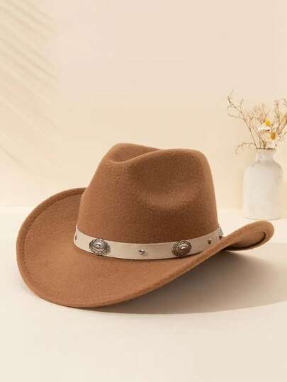 1 pieza Sombrero de vaquero occidental para hombres y mujeres con decoraciones de pétalos. Adecuado para uso diario y fotografía al aire libre. La elección perfecta para fiestas, festivales de música, actuaciones y juegos de roles.