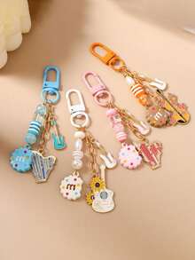 新款串珠饼干、吉他、小提琴、竖琴造型钥匙扣、包包挂饰 - 彩色 - 查看 3