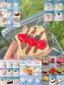 1/6个装 柔软可爱草莓吐司挤压玩具，多层可拆卸设计，软萌玩具，减压玩具，Taba软萌玩具，逼真食物玩具，手指玩具，办公旅行减压玩具，适合儿童、青少年和成人 - 多顏色 - 查看 12