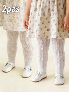 2pcs Baby Girls' Sweet Cute Lolita Princess Style Tight Leggings - White - View 12