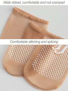 10双装硅胶点粘防滑透明连裤袜，超薄透明玻璃丝袜，防勾丝耐用隐形水晶袜，5D无缝钢丝袜，超薄冰丝隐形短袜，口罩袜，防滑水晶点粘袜 - 杏色 - 查看 5