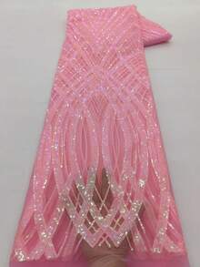 1 Yard /5 Yards Latest 2026 French High-Quality Lace Sequins African Mesh Lace Fabric Latest Design Nigerian 3D Wrap Pattern French Tulle Lace Fabric Is Suitable For Ladies' Wedding Party And Ball Hand-Cutting - A - View 9