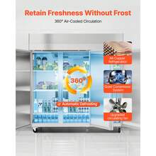 Commercial Reach-In Refrigerator 72" W, 52 Cu.Ft Stainless Steel Upright Refrigerator With Three Doors, Auto-Defrost, 9 Adjustable Shelves, 32 To 50℉ Temp Control, UL Certified - Triple-door Refrigerator - View 2