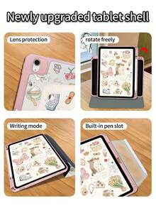 Ốp bảo vệ máy tính bảng chống sốc hình mèo hoạt hình độ phân giải cao 1 chiếc, hai mặt, tương thích với iPad 10/9/11, mặt lưng acrylic trong suốt 2025, phiên bản mới 2026, tự động bật/tắt màn hình, chân đế đa góc có khe cắm bút, thiết yếu cho văn phòng và học tập, không từ tính, quà tặng năm mới 2026, quà sinh nhật, quà mùa xuân. - Hồng - Xem 10