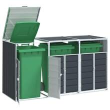 Bin Storage Unit For 3 Bins, Dark Grey, 216x81x115 Cm, Steel, Home & Garden, Household Supplies, Waste Bin Accessories, Waste Bin Covers - 深灰色 - 查看 2