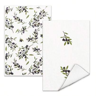 2pcs Olive Branch Kitchen Towel Set, Best Bath Towel, Cooking & Baking Tea Towel, Dish Cloth, Soft & Highly Absorbent, Sweet Housewarming Gift For Friends, Kitchen Accessories, Home Decor, Daily Necessities