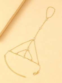 1件装多层水晶指节戒指手链，女士简约百搭水晶手链饰品，适合夏季海滩派对 - 金色 - 查看 3