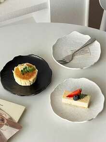 4件/6件套优雅甜点盘，早餐糕点托盘，塑料防裂蛋糕架，时尚大理石纹理甜点盘，适用于下午茶、早餐、甜点 - 查看 5