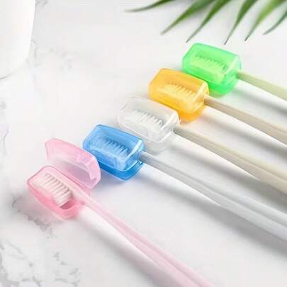 1/10pcs Toothbrush Cover, Toothbrush Head Protector Cap, Dust-Proof Protective Case, Electric Toothbrush Head Cover, Random Color, Portable Reusable Toothbrush Holder, Waterproof And Dustproof Minimalist Design, Suitable For Bathroom Accessories, Hygiene Items, Hotel Supplies, Dorm Supplies, Business Travel, Back To School, Travel, Daily Use, Keeping Your Toothbrush Clean And Fresh!