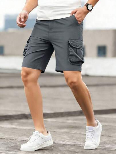 1件装 男童及青少年休闲户外运动百搭街头风短裤，夏季