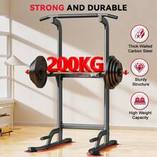 GartistGo Height-Adjustable Power Tower Dip Station With Pull-Up Bar, Freestanding Multifunction Strength Training Station For Home Gym - Black - View 4