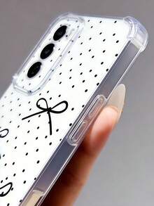 1pc Creative Polka Dot Bow + Slogan Transparent Anti-Drop High Screen Design Phone Case Compatible With 9 Pro XL/ Smart 8/ Hot 40i/Spark 20/Spark 20C/Spark Go 2024/ Moto G84/Honor X9b/ Ace 3V/Galaxy S26 S25 S24Ultra S24Plus S24FE S23 S22 S21 S20 A73 A72 A70 A55 A54 A53 A52 A50 A30 A42 A35 A34 A33 A25 A24 A20 A30 A15 A56 A57 A16 A17 A07 - Clear - View 3