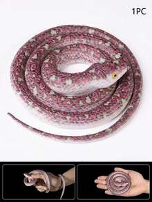 逼真软橡胶蛇玩具，栩栩如生的蟒蛇图案设计，吓人的动物蛇道具，吐舌蛇和蝰蛇，派对恶作剧蛇模型玩具，愚人节搞笑礼物 - 彩色 - 查看 21