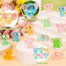 30 peças/50 peças Miniaturas Fofas de Elefante, Acessórios Decorativos de Pequenos Animais DIY para Paisagismo de Plantas e Jardim, Enfeites de Mesa Encantadores, Cores Aleatórias para Decoração de Mesa - Multicolorido - Visão 2