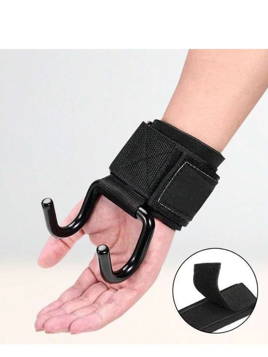 1 双举重钩握把带，含腕带，健身杠铃把手带，举重钩，引体向上力量握把手套，防滑，优质 - 彩色 - 查看 1