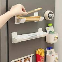 2 piezas Estante de almacenamiento adhesivo, espaciado ajustable, organizador multifuncional para refrigerador, gabinete, cocina, baño, puede sostener bolsas de basura, envoltura de plástico, paraguas y talla grande - Multicolor - Ver 7