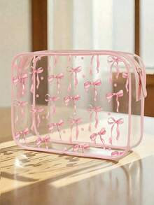 6/1pc PVC Makeup Bag, Lightweight, Fade-Resistant, Portable Cosmetic Bag, Easy To Wipe, Fashion Aesthetic, Fade-Resistant Material, Travel Essential, Holiday, Winter/Summer Vacation, Back To School, Waterproof Makeup Bag, Cruise, Bathroom, Travel Essential, Large Capacity - Multicolor - View 3