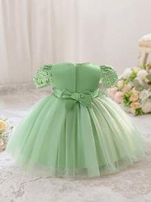 Baby Girls Avocado Green Princess Tulle Dress, Suitable For Parties - Green - View 5