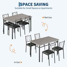 Juego de Mesa de Comedor para 4, pequeña Mesa de Cocina con sillas tapizadas, sillas de Comedor de Madera de Granja para Sala de Cocina, Espacios pequeños, Departamento - Gris - Ver 4