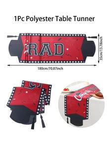 1件红色毕业主题桌旗，祝贺毕业桌布，饰有学士帽图案，180*35厘米涤纶桌布，毕业派对装饰，祝贺毕业装饰，2026届毕业庆祝用品，毕业家居装饰，厨房装饰，餐桌装饰，毕业礼物，毕业摄影道具 - 紅色 - 查看 4