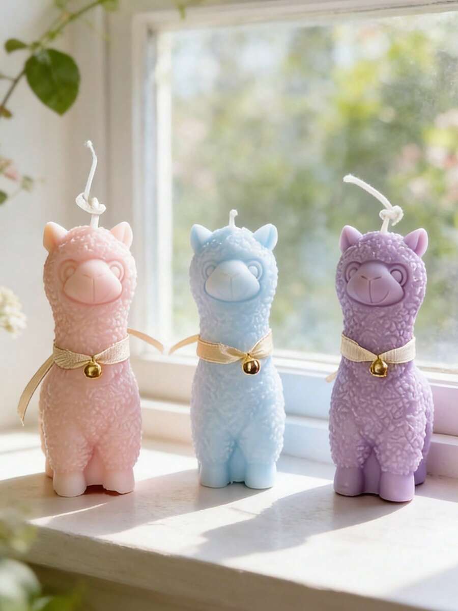 1个可爱3D羊驼硅胶模具，适用于DIY蜡烛、树脂、石膏、粘土工艺品、家居装饰制作工具 - A - 查看 1