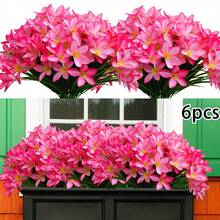 4 Bunches Artificial Plastic Fabric Lily Flowers, Suitable For Indoor And Outdoor Spring/Summer Decor, Applicable For Garden, Porch, Window Sill, Vase, And Wedding Decoration - Pink - View 2