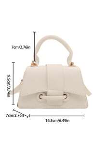 1pc PU Magnetic Closure Fashion Solid Color Litchi Pattern Handbag, Stylish Compact Shoulder Crossbody Bag, Suitable For Various Occasions, Adjustable Strap For Versatile Use, Suitable For Outdoor, Play, Commuting, School And Other Activities, Perfect Gift For Girls - PU Handbag - View 11
